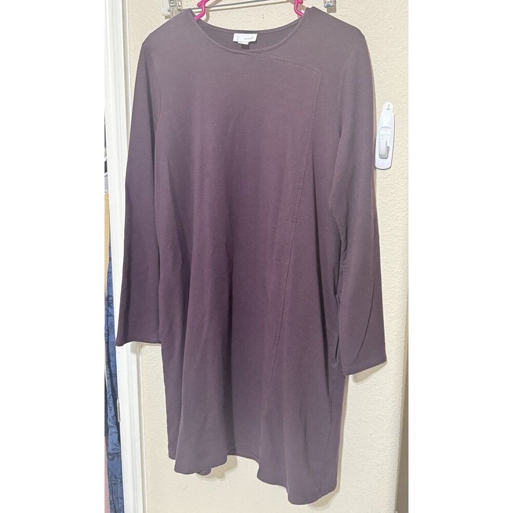 PURE JILL J Jill Long Sleeve Tunic Dress Sz M Purple Plum Pima Cotton Modal